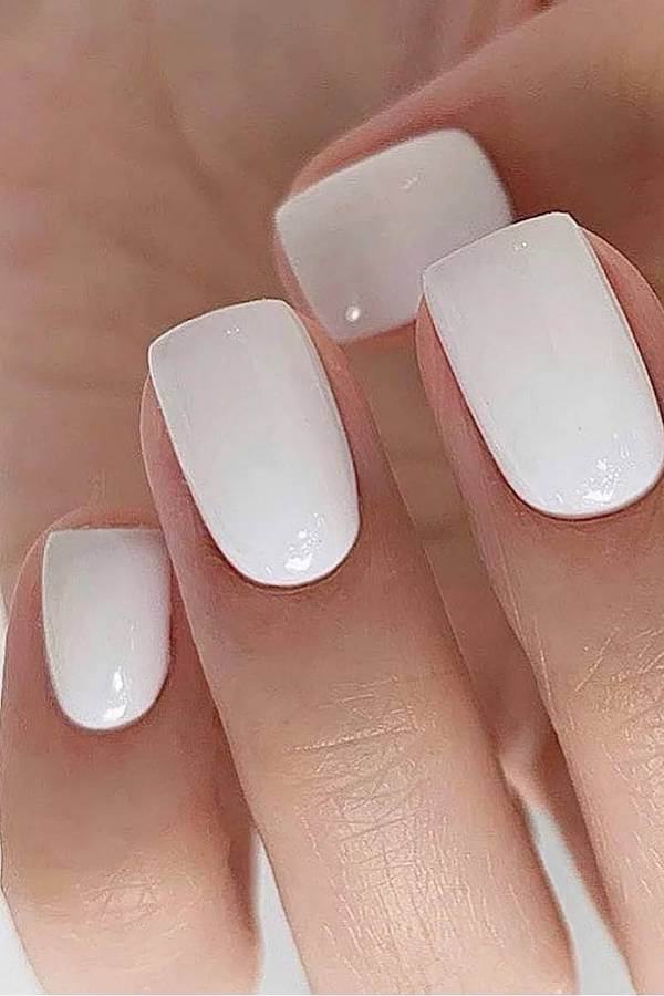 Clean White Square Nails