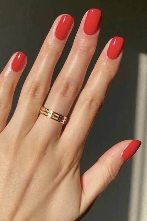 Timeless Red Office Nails
