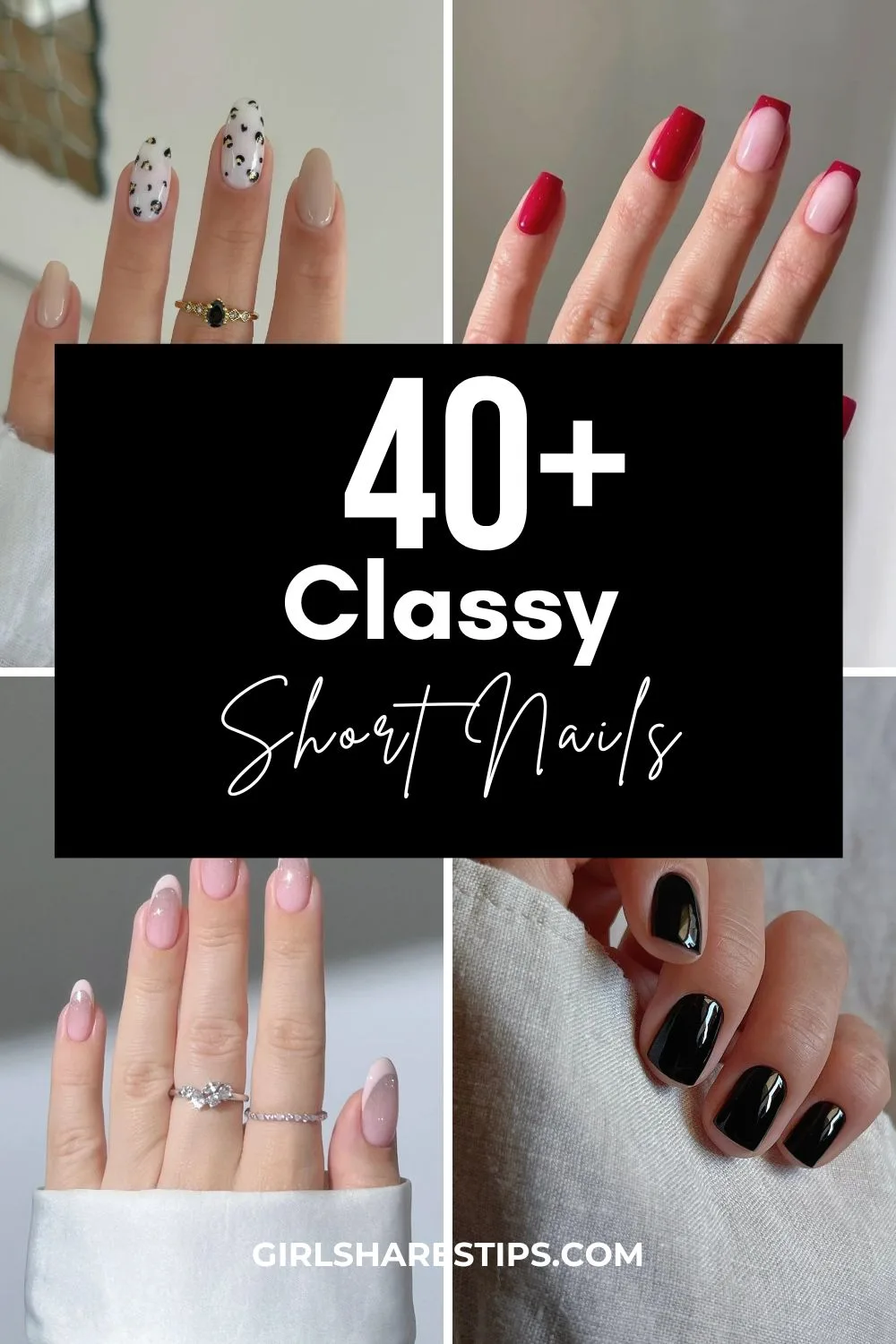 classy short nails collage