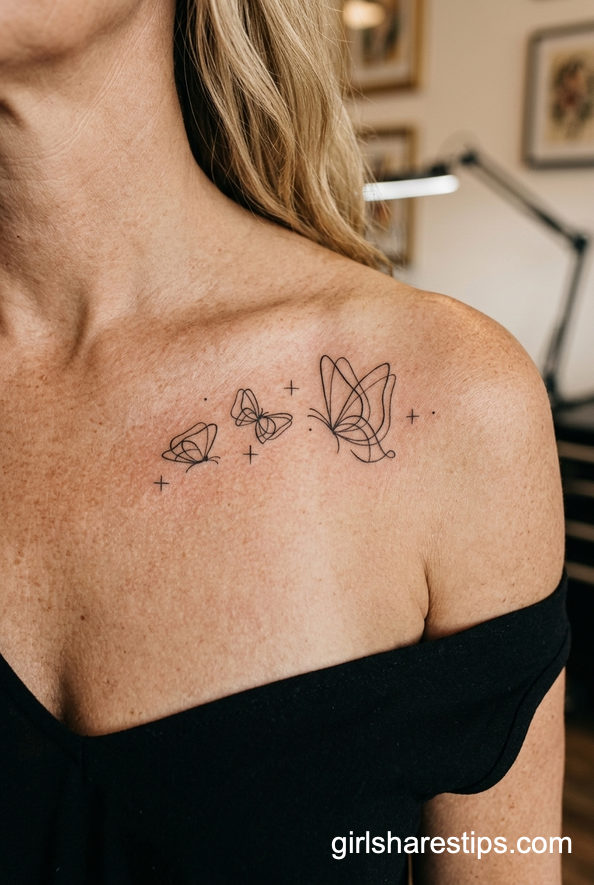 Delicate Butterfly Collarbone Tattoo