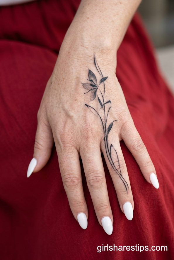 Graceful Floral Hand Tattoo