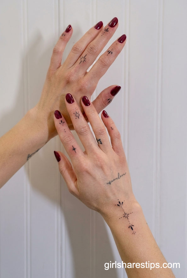 Subtle Star and Dot Finger Tattoos
