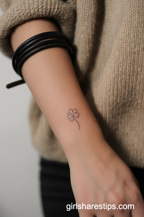 Tiny Four-Leaf Clover Wrist Tattoo