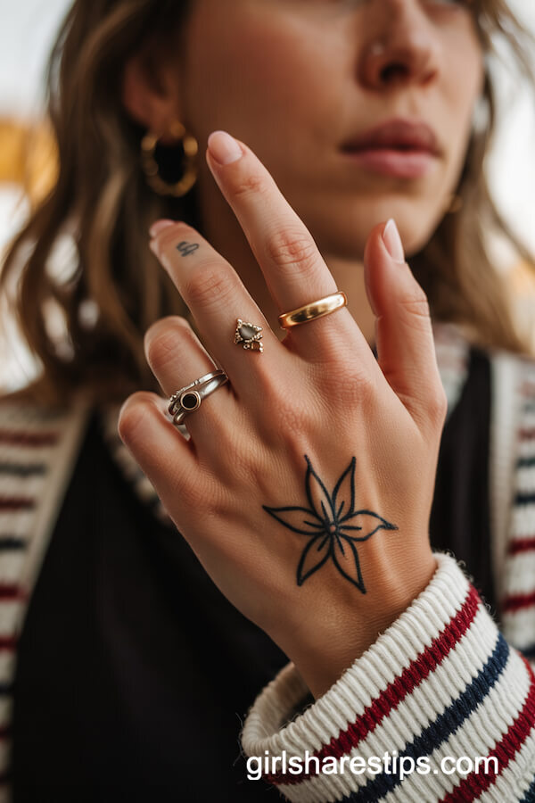 Minimalist Palm Floral Tattoo