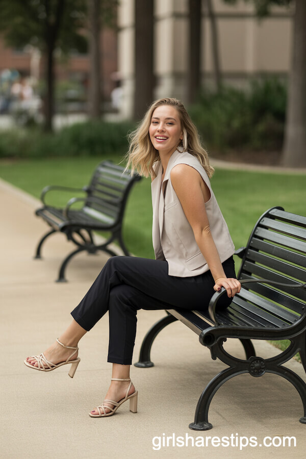 Sleeveless Vest Black Pants