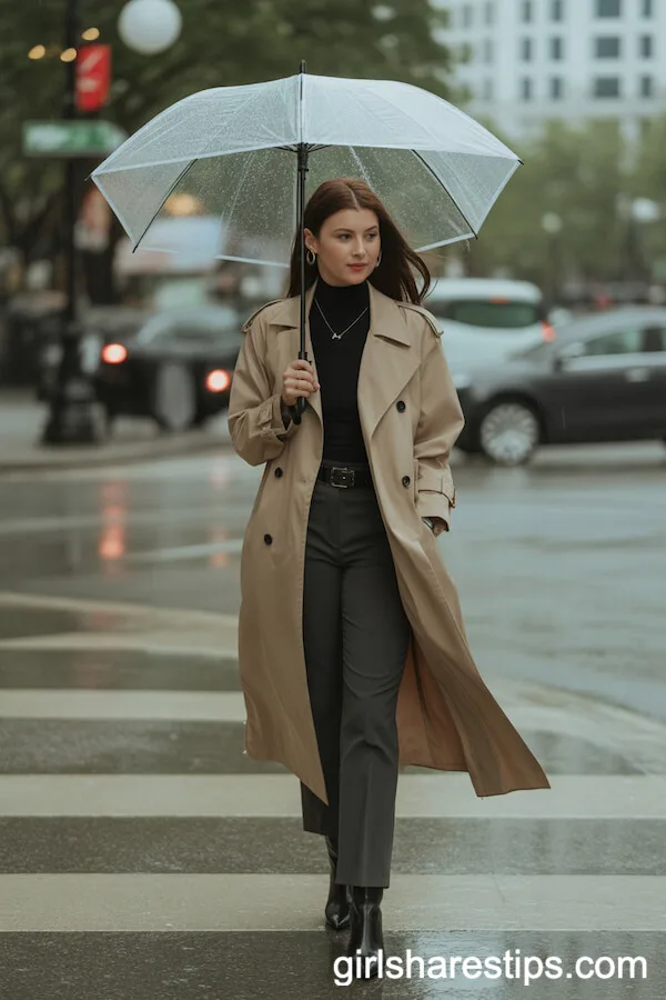 Trench Coat and Black Turtleneck