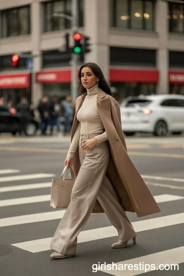 All-Beige High-Waisted Ensemble for Effortless Sophistication