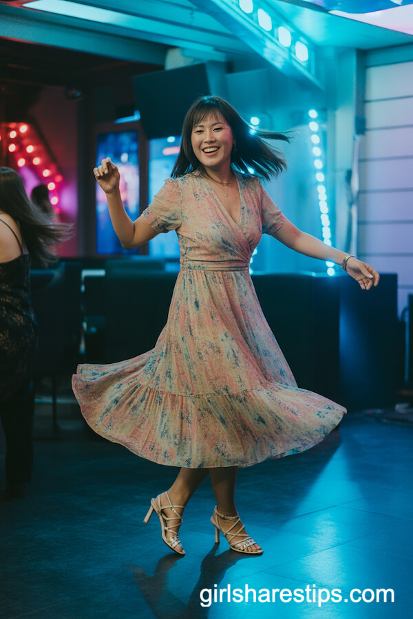 Vibrant Printed Midi Dress with Delicate Strappy Heels