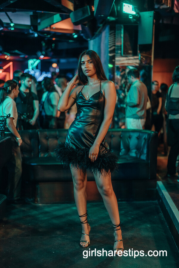Black Feather Trim Mini Dress