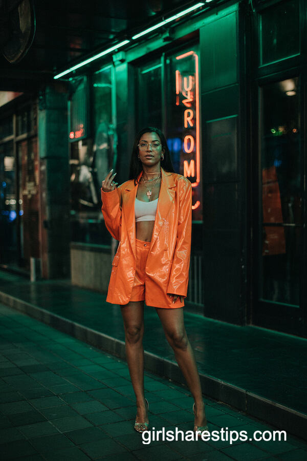 Neon Orange Oversized Blazer and Shorts