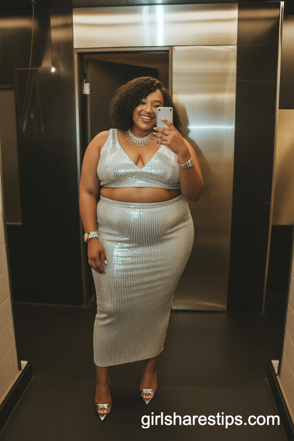 Silver Sequined Two-Piece Outfit
