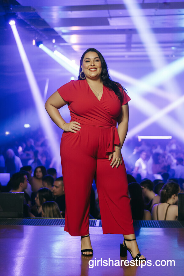 Vibrant Red Wrap-Style Jumpsuit