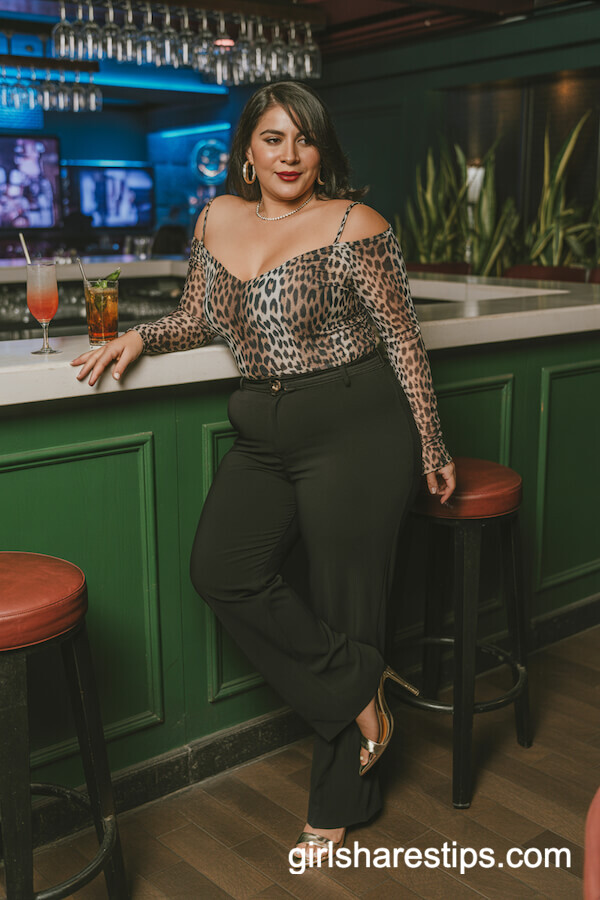 Leopard Print Off-Shoulder Top & Black Pants