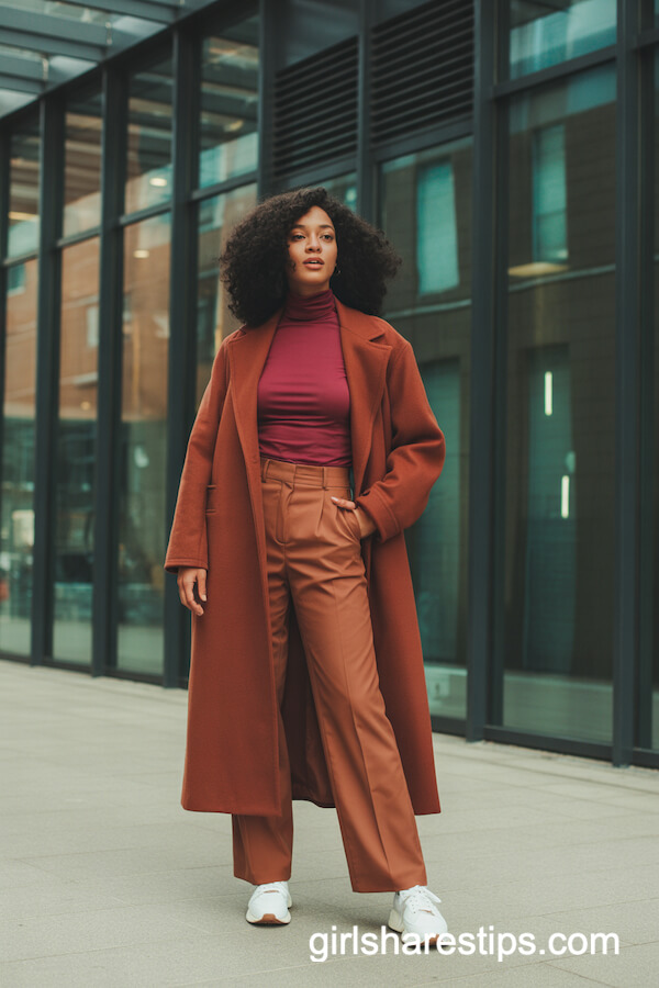 Wool coat with matching turtleneck