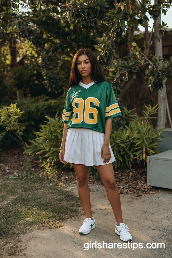 Varsity Jersey with Pleated Skirt