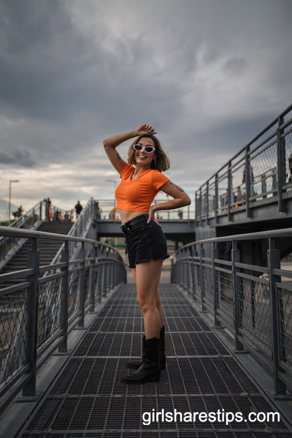 Bright Crop Top & Cowboy Boots
