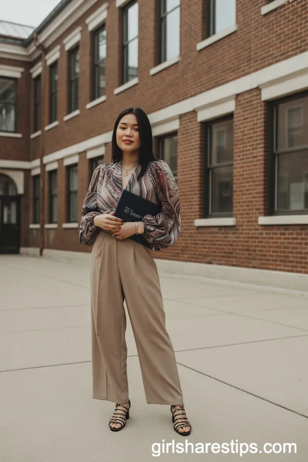 Wide-Leg Trousers Statement Blouse