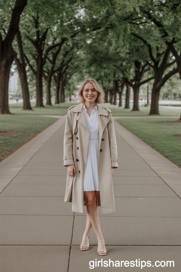 Graduation Dress with Casual Trench Coat