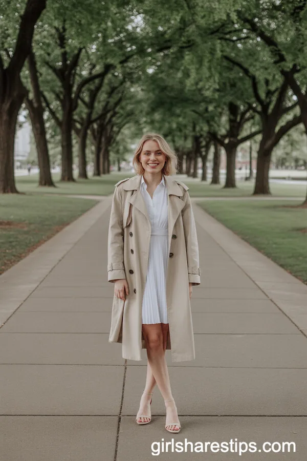 Graduation Dress with Casual Trench Coat