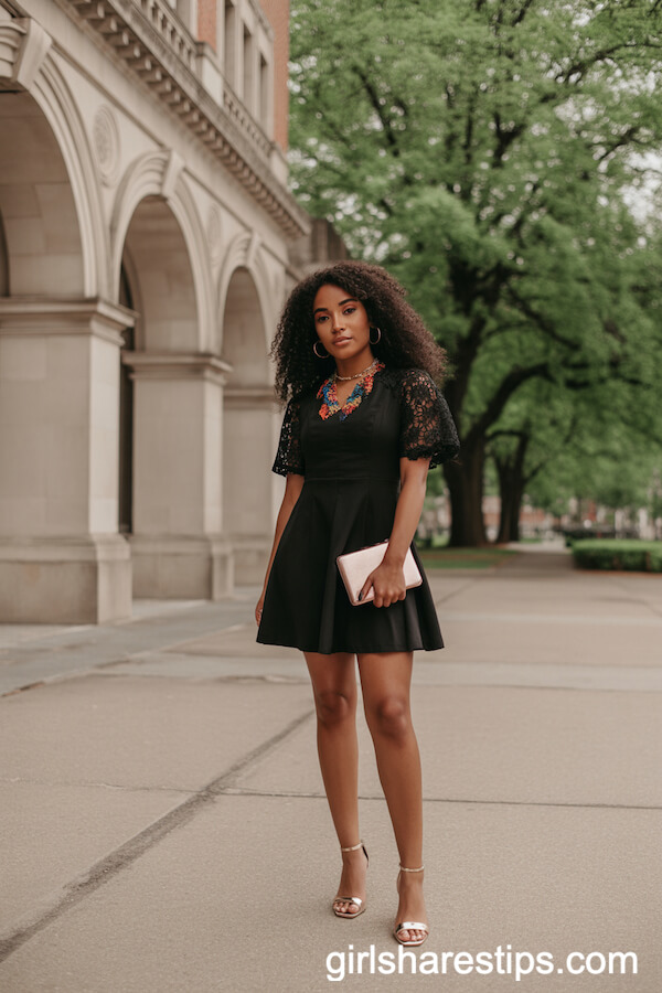 Little Black Dress with Colorful Accessories