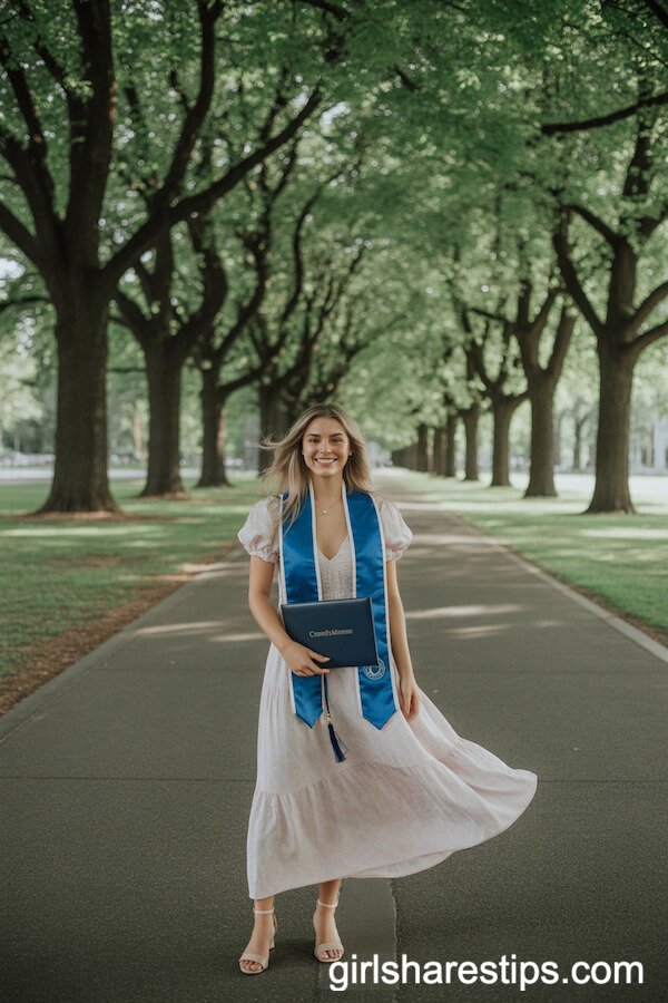 Pastel Maxi Dress with Graduation Stole