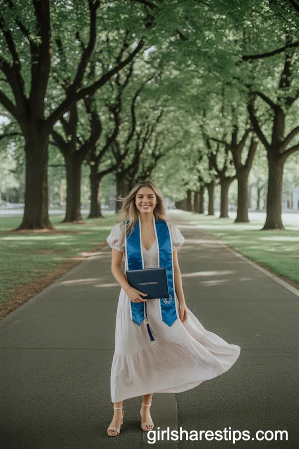 Pastel Maxi Dress with Graduation Stole