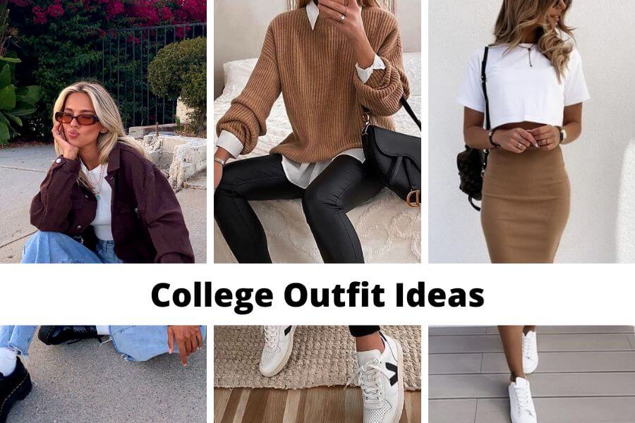 collage of college outfit ideas