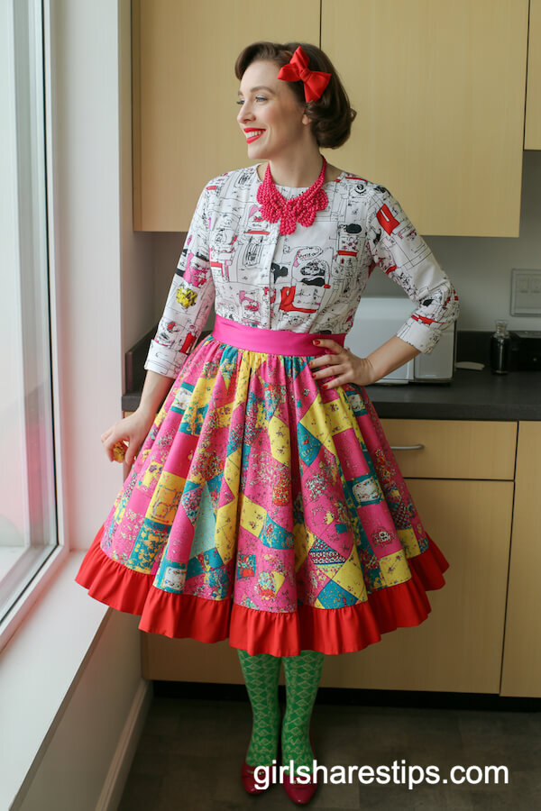 Retro 1950s Patchwork Dress Outfit