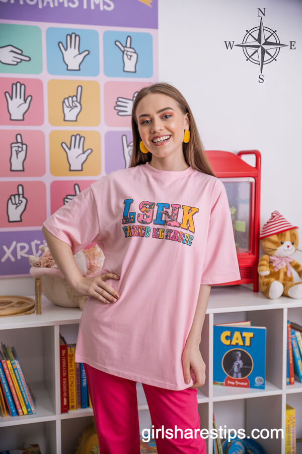 Pink Graphic Tee and Vibrant Red Pants