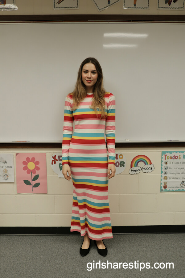 Striped Long Sleeve Maxi Dress