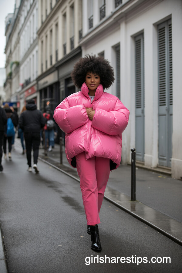 Bright Pink Puffer Coat for Urban Chic