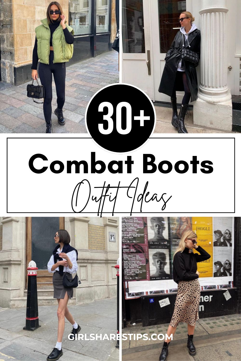 combat boots outfit ideas for women collage