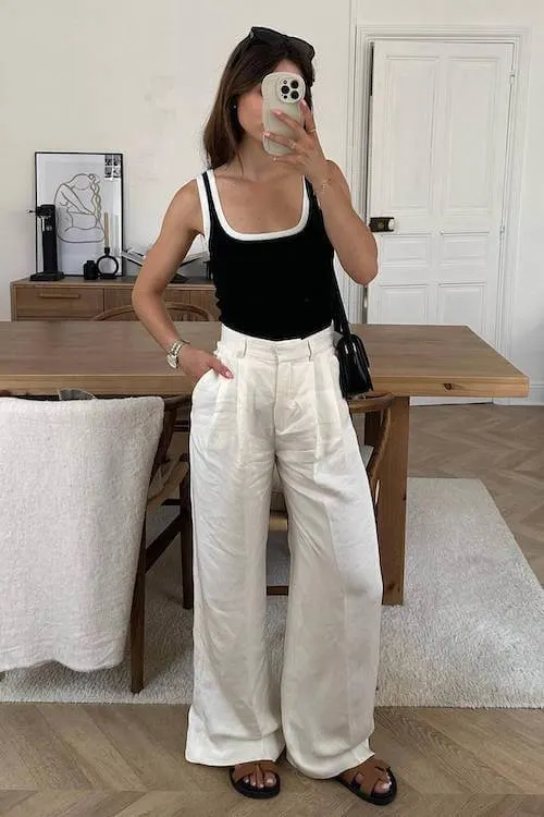 comfy trendy wide leg pants outfit
