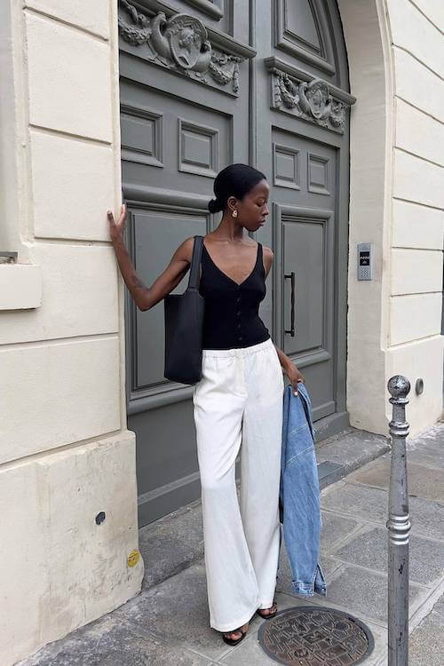 comfy trendy wide leg pants outfit
