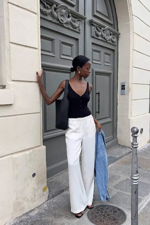 comfy trendy wide leg pants outfit