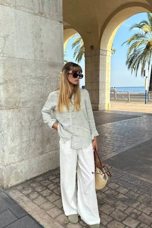 comfy trendy wide leg pants outfit