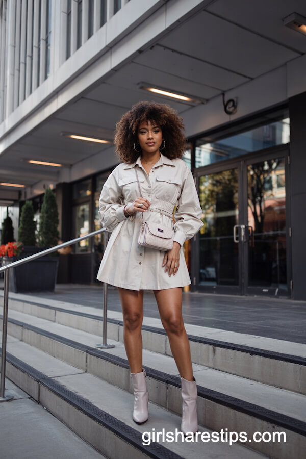 White Mini Dress & Boots Chic