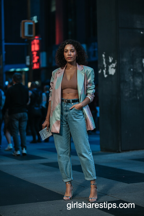 Pastel Blazer & Mom Jeans Polished