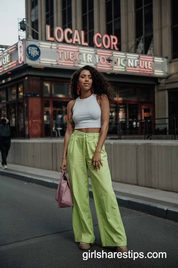 Neon Pants Crop Top Bold Look