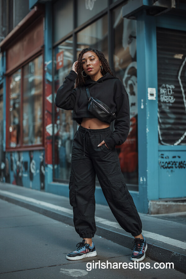 Cargo Pants & Cropped Hoodie Cool