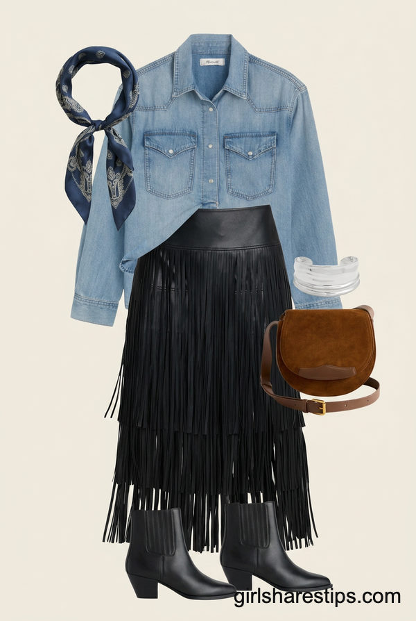Western Revival: Denim Shirt & Fringe Movement