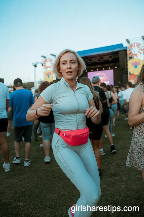 Sporty Groove: Fitted Tracksuit and Colorful Fanny Pack