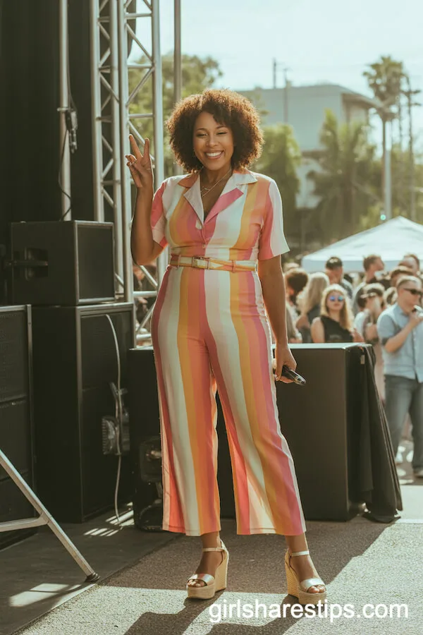 Retro Pop: Brightly-Colored Jumpsuit and Wedges