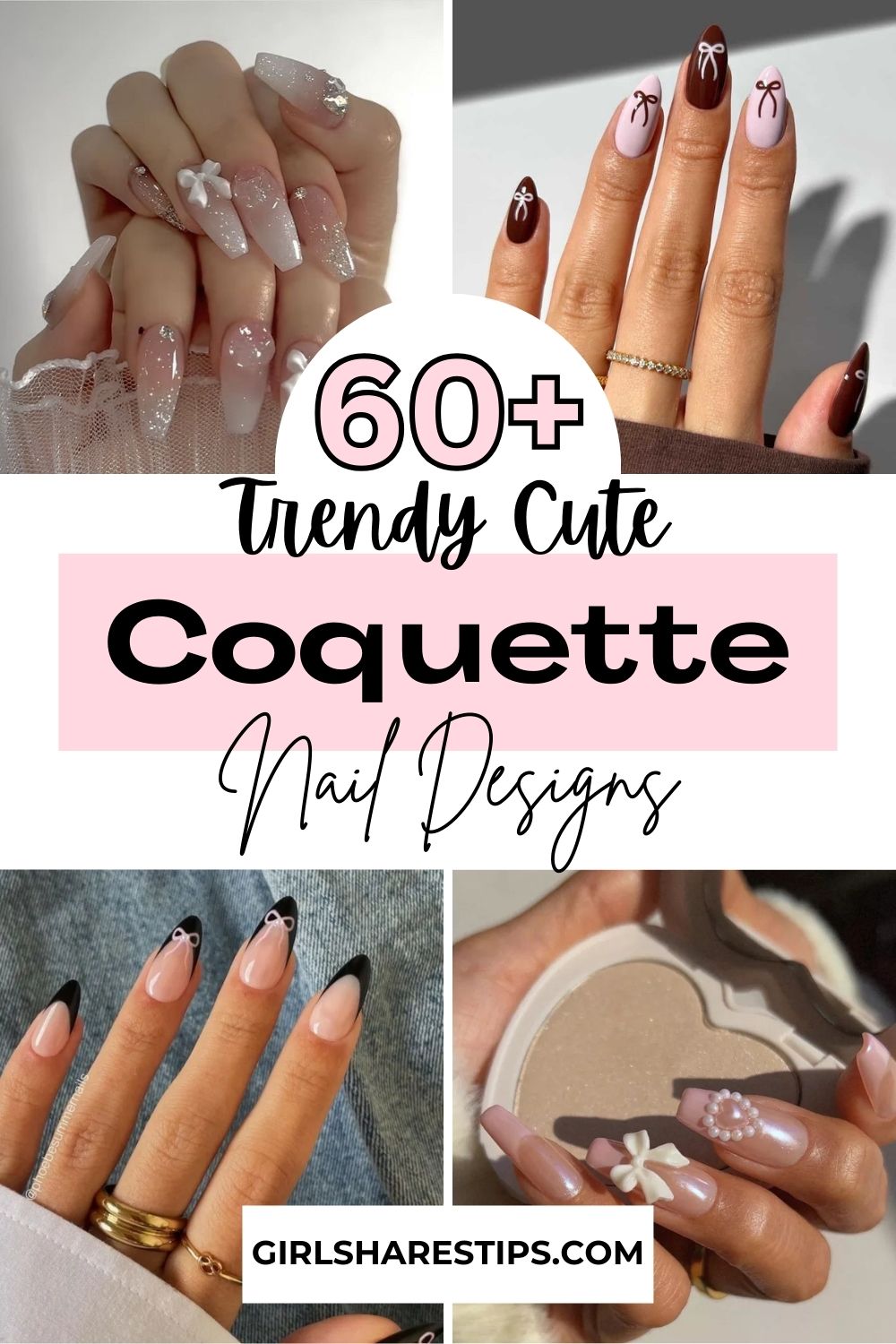 coquette nails collage