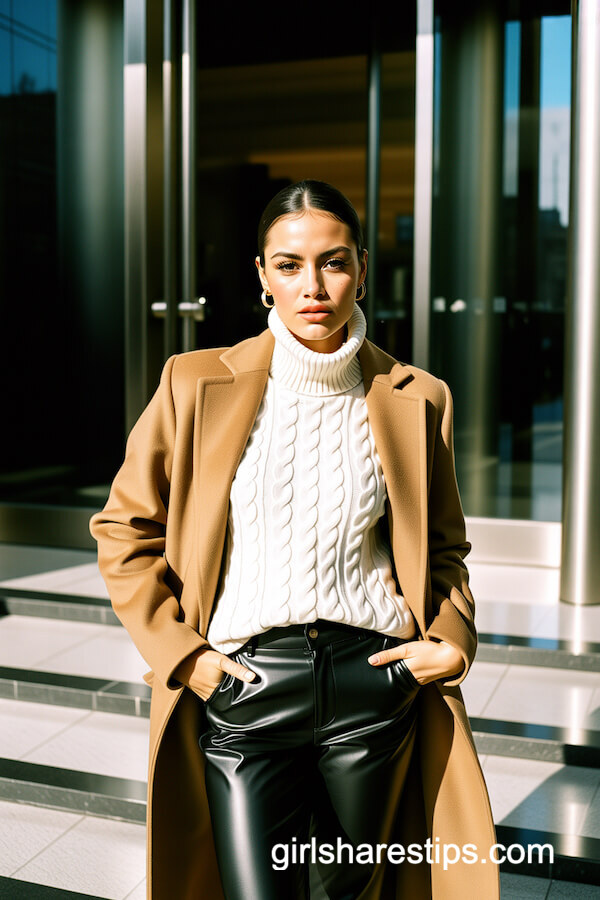 Black Leather Pants and Chunky Turtleneck