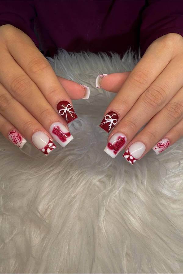 Red Bandana and Cowboy Boot Nail Art