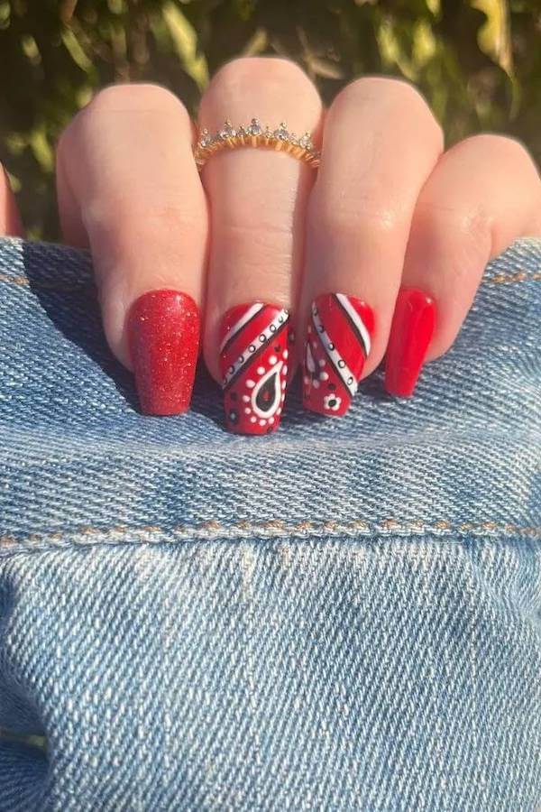 Red Bandana Classic Nail Art
