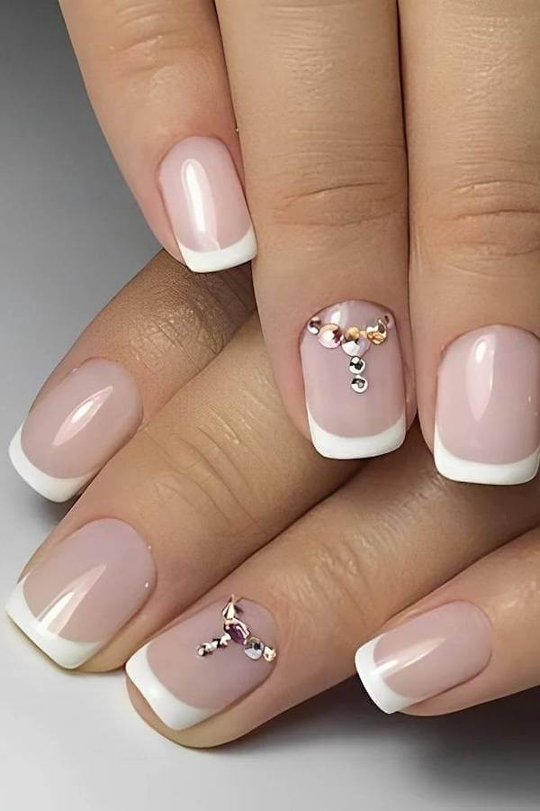 Rhinestone French Country Festival Nails