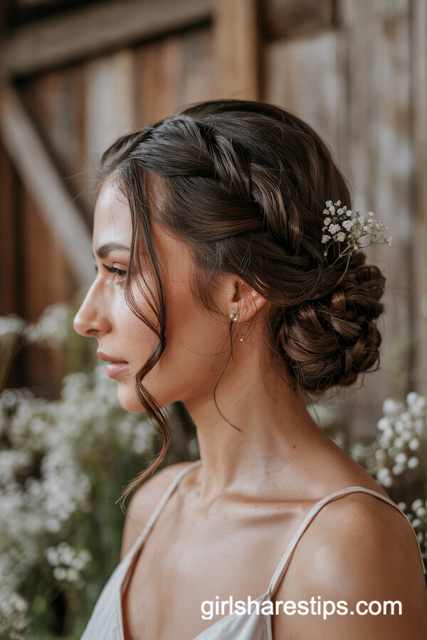 Low Side Bun with Baby’s Breath