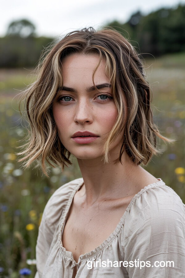 Tousled Bob with Wildflower Touch